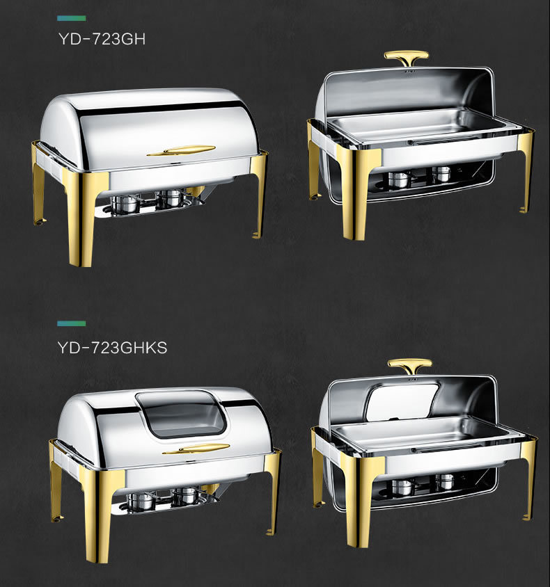 Fully flip-top stainless steel rectangular hotel buffet stove, luxury breakfast stove, insulated buffet stove pic 5