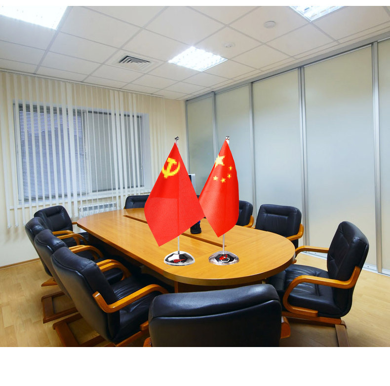 跨境外贸办公室直挂立面桌旗组套装金属桌旗底座会议台旗红旗旗杆详情14
