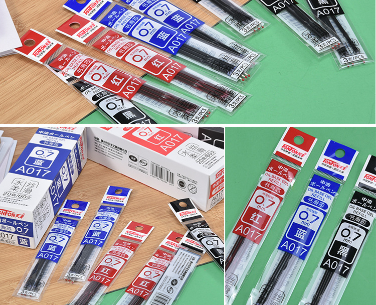 Tianfeng Zhongyou Pen Refill Universal Press 017 Zhongyou Pen Refill, 3 red, blue and black ones per bag for smooth writing pic 16