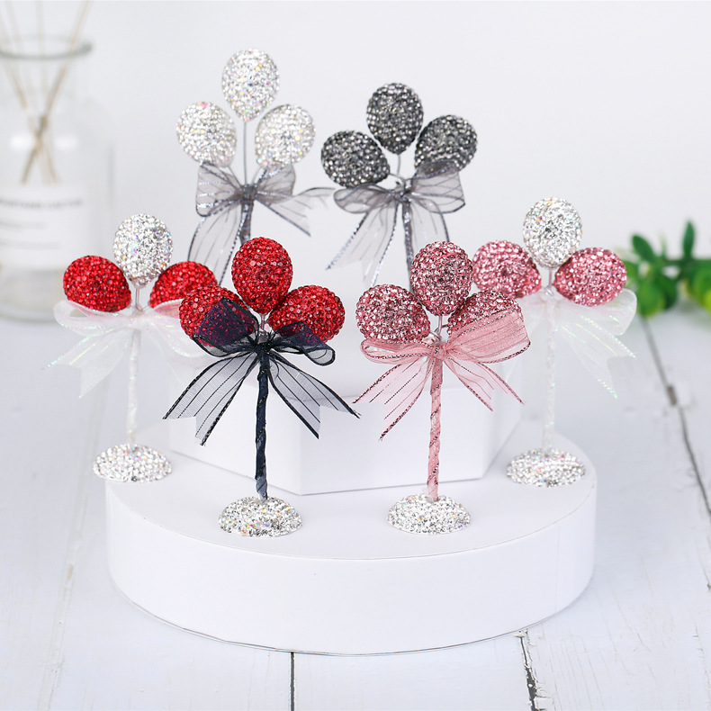 Cute, creative and personalized bright diamond confession balloons, center console decoration, soft clay diamond-encrusted cake DIY car interior ornaments pic 8