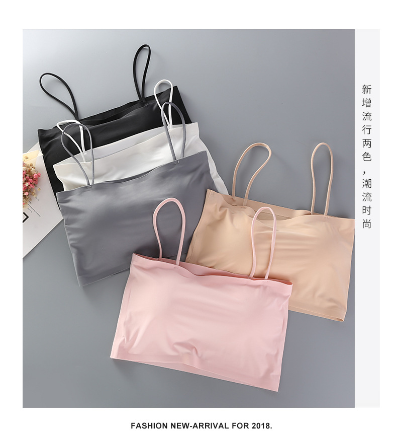 无痕冰丝裹胸一字围美背少女无钢圈文胸内衣女士运动抹胸吊带背心详情11