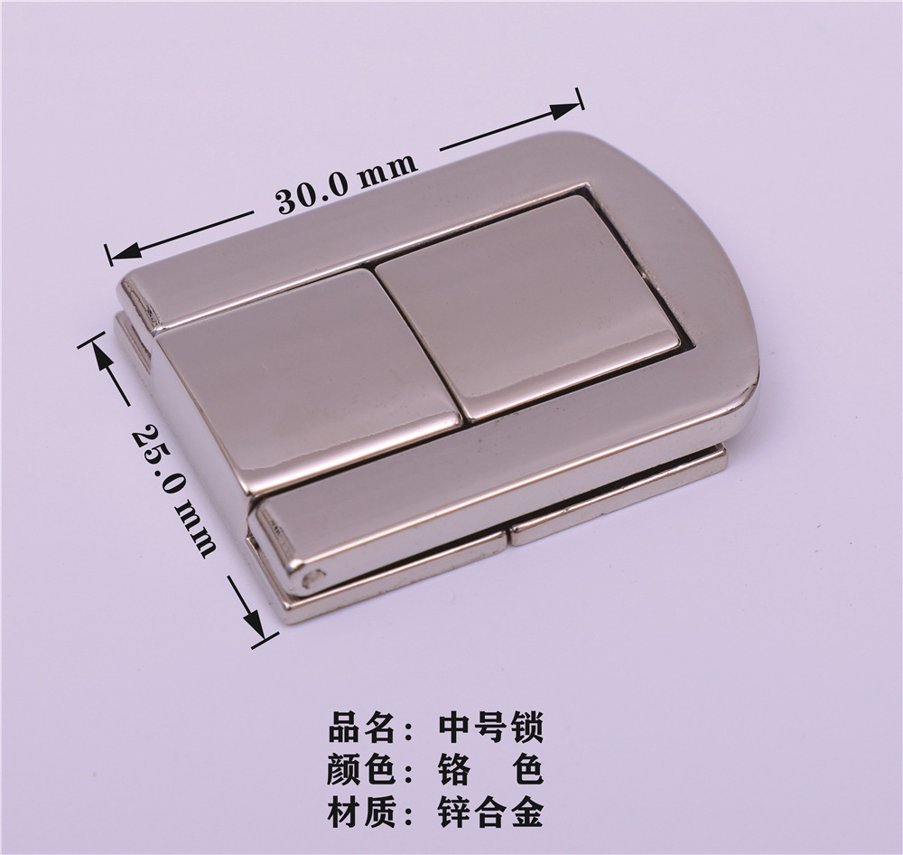 Factory direct sales gift box, lock, zinc alloy lock, packaging box, flat square lock, wooden box accessories, gold and silver pic 1