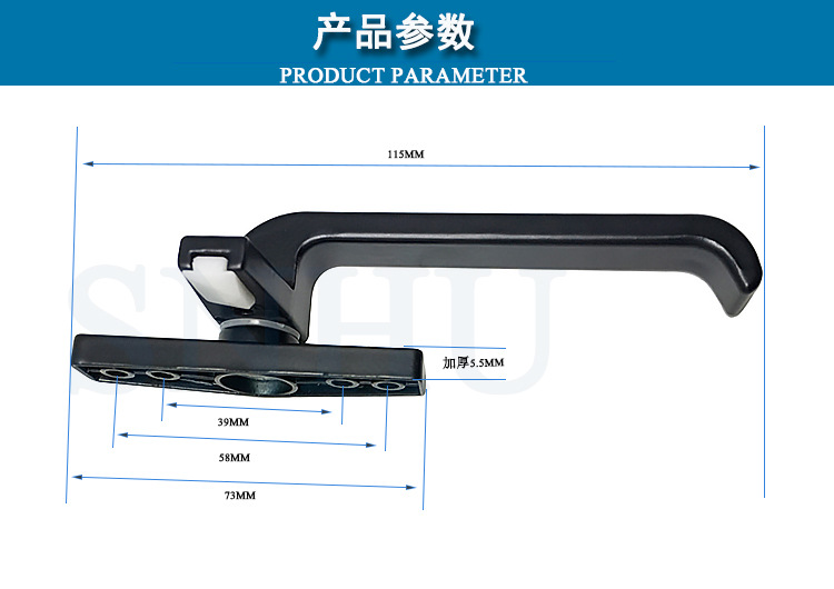 50 aluminum alloy window handle, flat-opening door and window single-point 7-shaped thickened handle, window pull, outward-sliding window lock, aluminum alloy pic 3