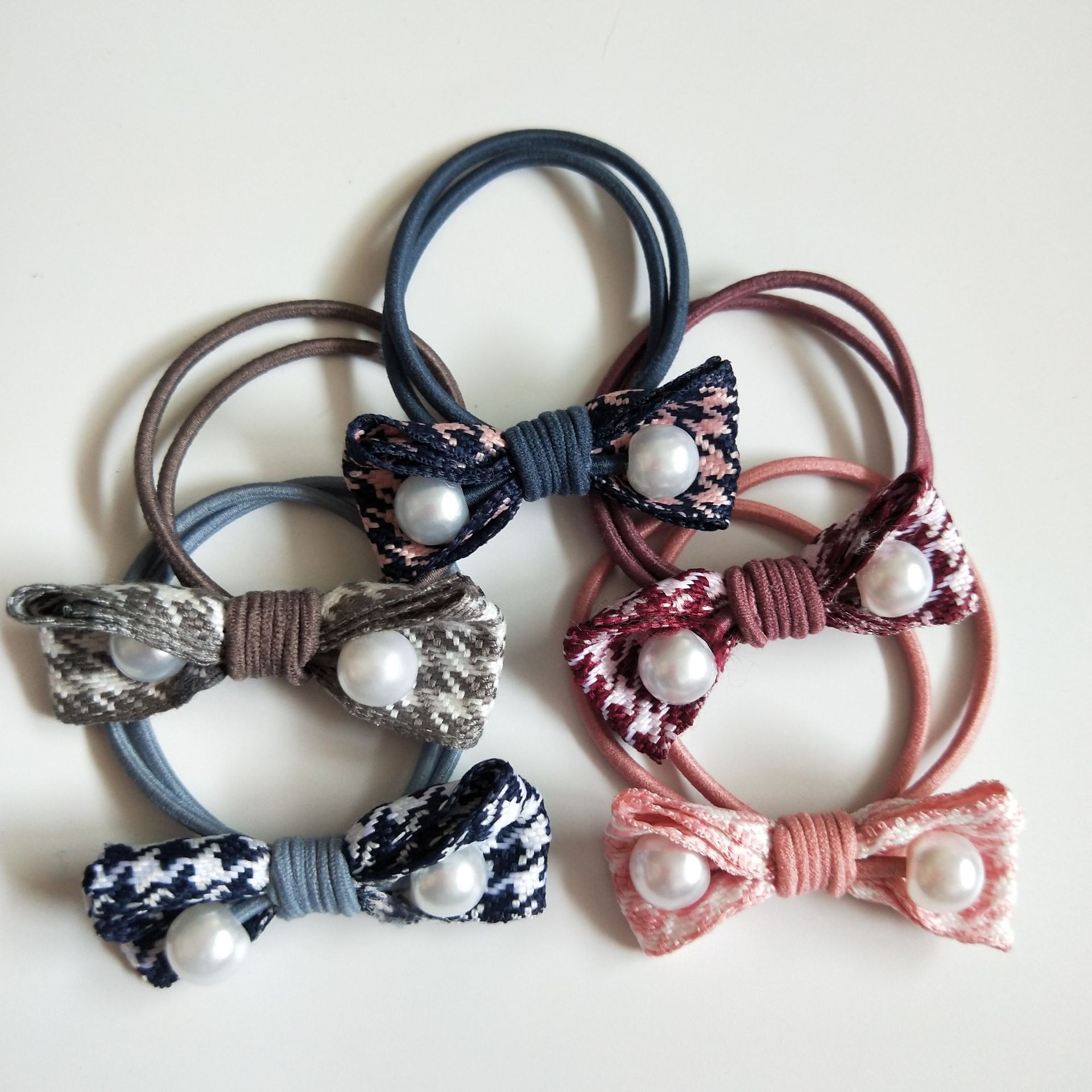 Thousand Bird checkered hair tie No. 99 1 yuan store hair tie bow hair tie popular accessories wholesale fabric bow hair tie 1 yuan per piece wholesale pic 4