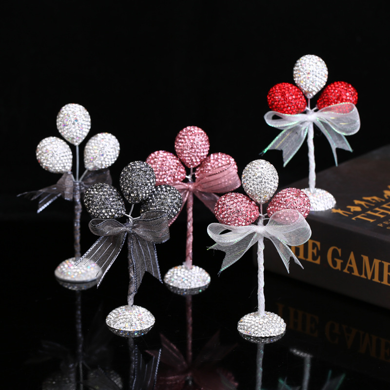 Cute, creative and personalized bright diamond confession balloons, center console decoration, soft clay diamond-encrusted cake DIY car interior ornaments pic 9