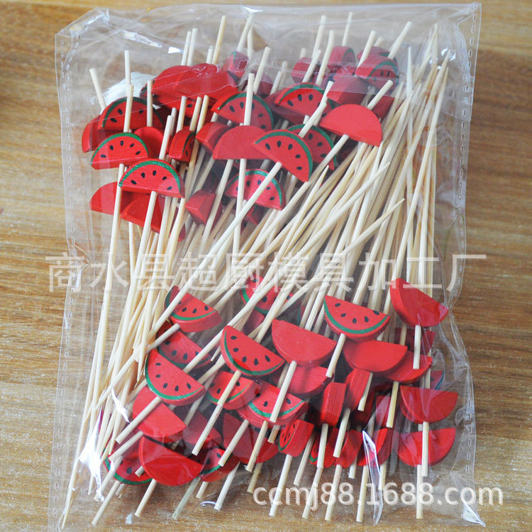 Fruit skewers, fruit forks, watermelon, strawberry disposable art bamboo skewers, cocktail toothpicks, creative flower strings, factory wholesale pic 3