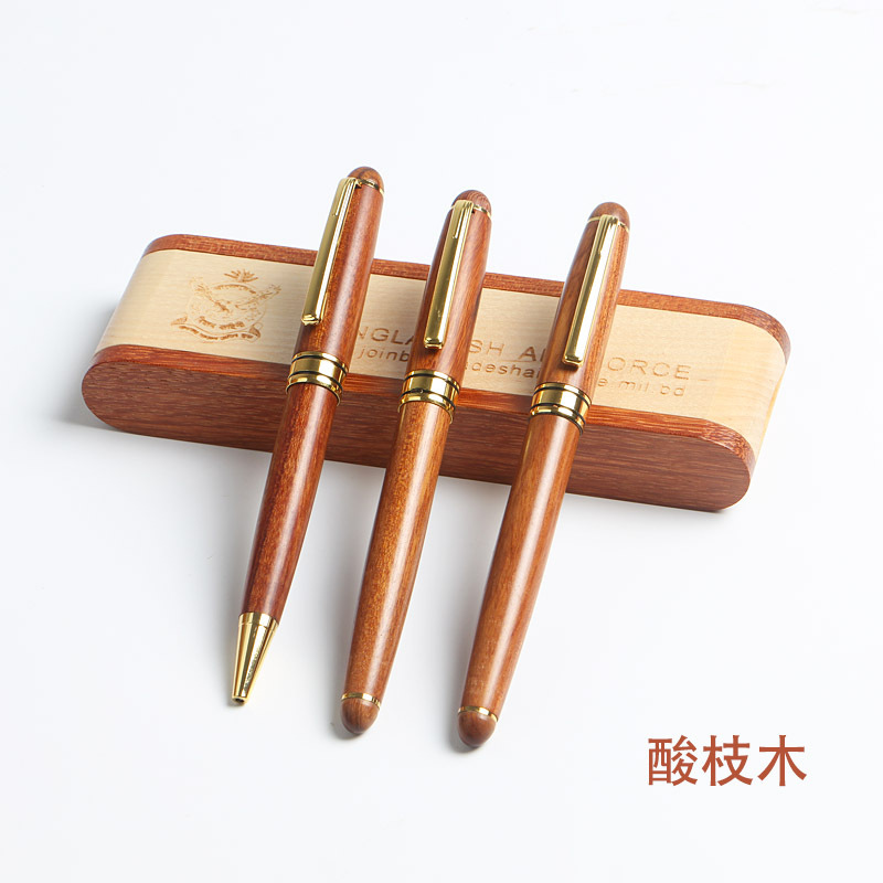 酸枝木礼品钢笔套装签字笔商务办公旅游纪念用笔红魁宝花梨木钢笔详情9