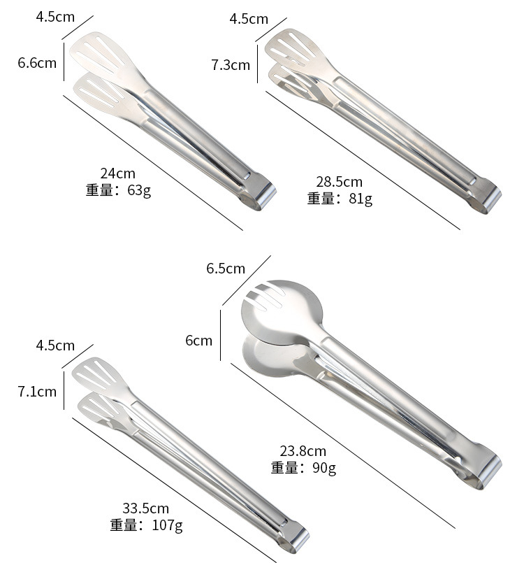 厂家批发304不锈钢食品夹面包烤肉夹三线夹自助餐菜物夹酒店用品详情7