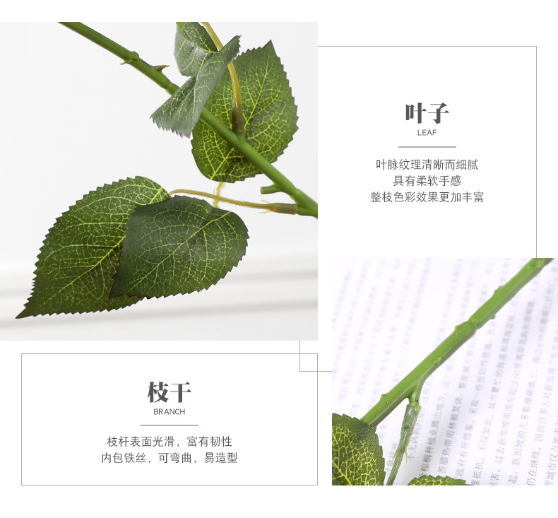 玫瑰手感保湿花苞仿真花家居装饰婚庆手捧花假花跨境批发高仿真详情20
