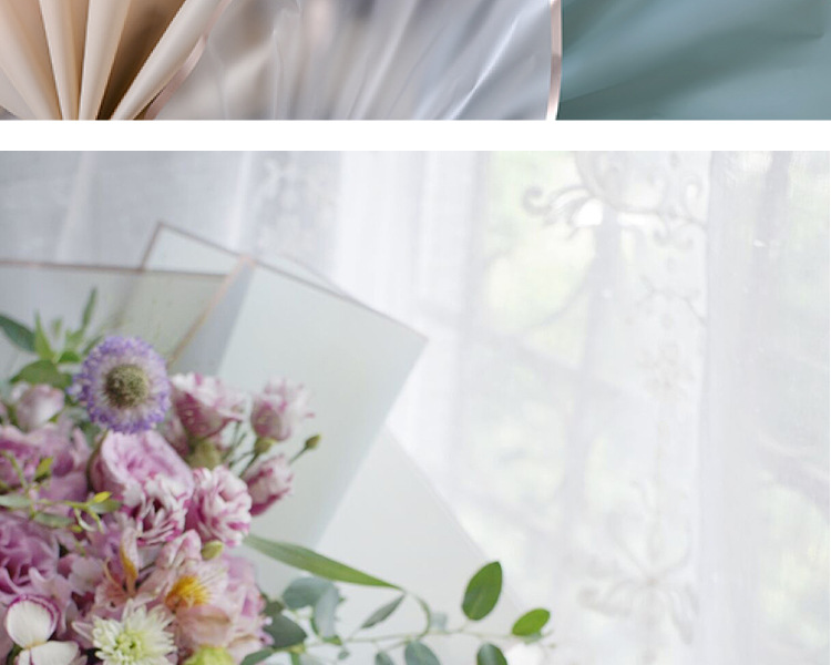 罗兰新款金色边框果冻膜鲜花包装纸材料防水高档包花纸花束花艺店详情13