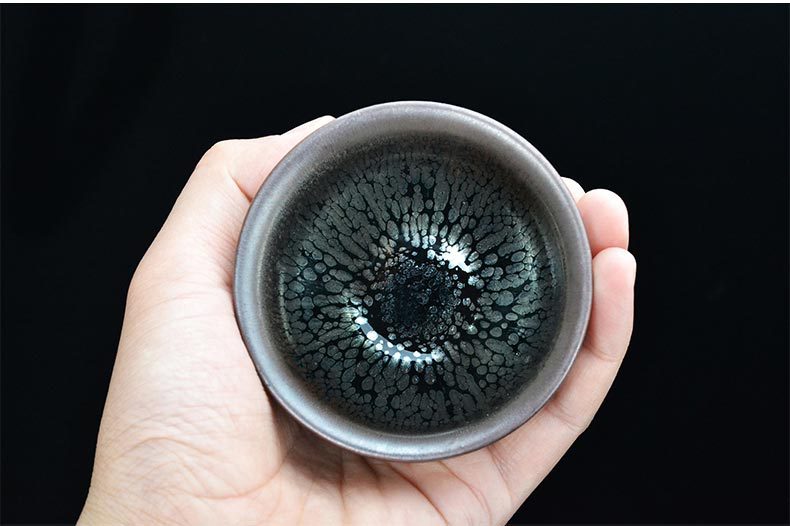 建阳油滴束口盏银油滴建盏茶杯茶盏建盏功夫茶具批发详情12