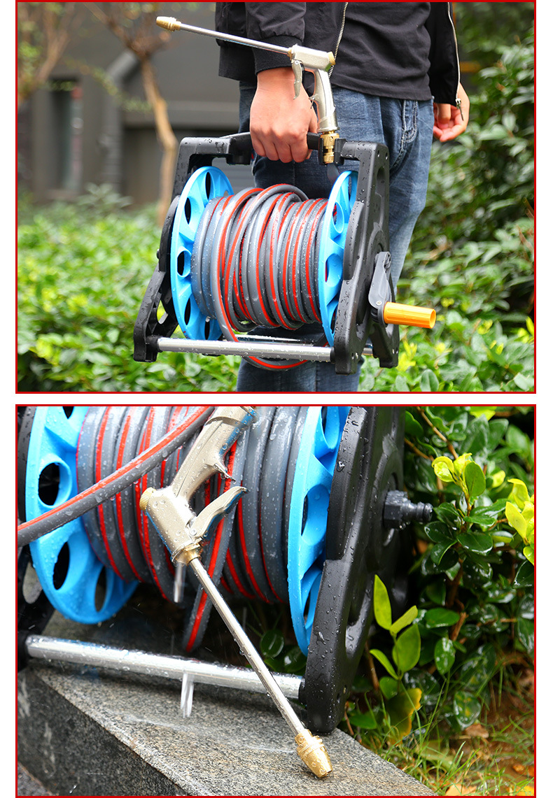 厂家供应高压洗车水枪家用园林浇花神器软卷管水管收纳架水车工具详情20
