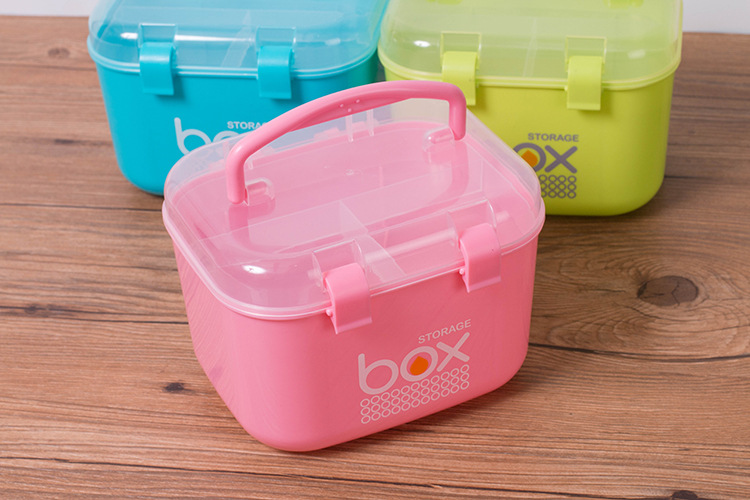 手提小号收纳箱化妆品首饰唇膏口红杂物分格整理收纳盒详情5