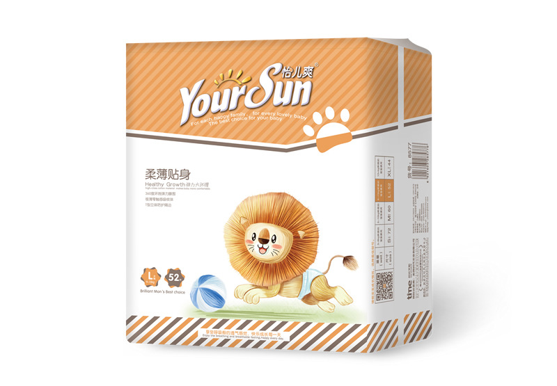 怡儿爽狮子柔薄贴身婴儿纸尿裤L码52片大环腰柔薄芯体宝宝尿不湿详情2