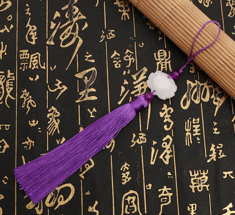 Fan tassels, white jade lotus tassels, three lives and three worlds, ten miles of peach blossoms, fan pendant, white jade lotus tassels pic 22