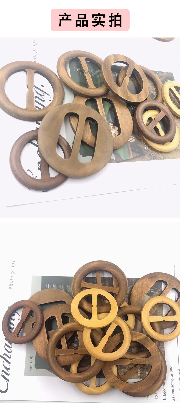 Factory direct sales of round solid wood belt buckles, waist belt buckles, bag straps, shoulder straps, and eco-friendly laser-engraved wooden waist buckles pic 2