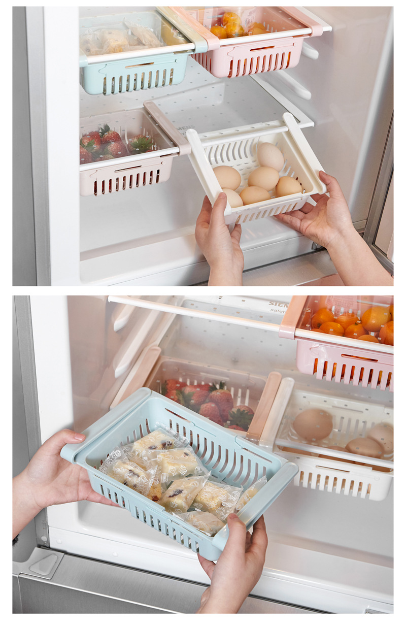 Lohasi retractable refrigerator storage box, storage basket, living room home egg storage and organization box, refrigerator shelf pic 4