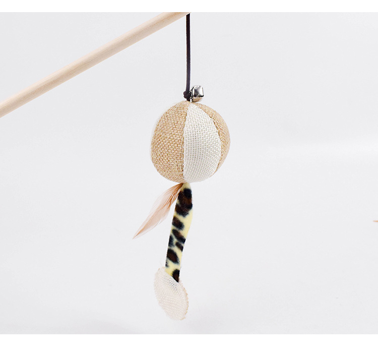 棉麻木杆逗猫棒长杆逗猫杆手持互动自嗨带铃铛羽毛猫玩具猫用品详情13