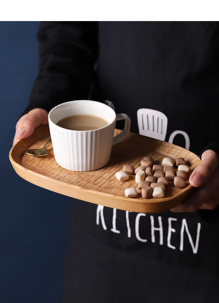 Japanese-style wooden handcrafted tea tray, solid wood carved fruit plate, creative and simple kung fu tea set tray, walnut wood pastry plate pic 3