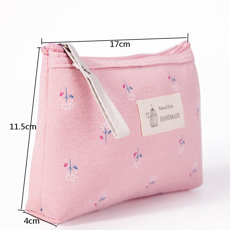 Japanese and Korean canvas waterproof makeup bag for women, portable InS-style flower large-capacity pen case for girls, storage bag and toiletry bag pic 11