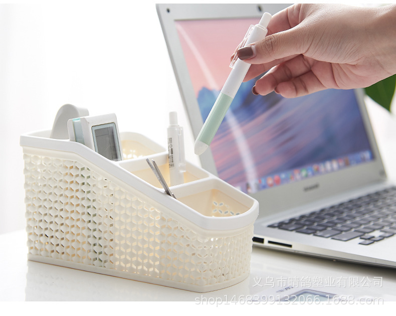 Imitation rattan weaving storage box, cosmetics and skin care products desktop storage box, living room stationery creative storage box, pen holder pic 6