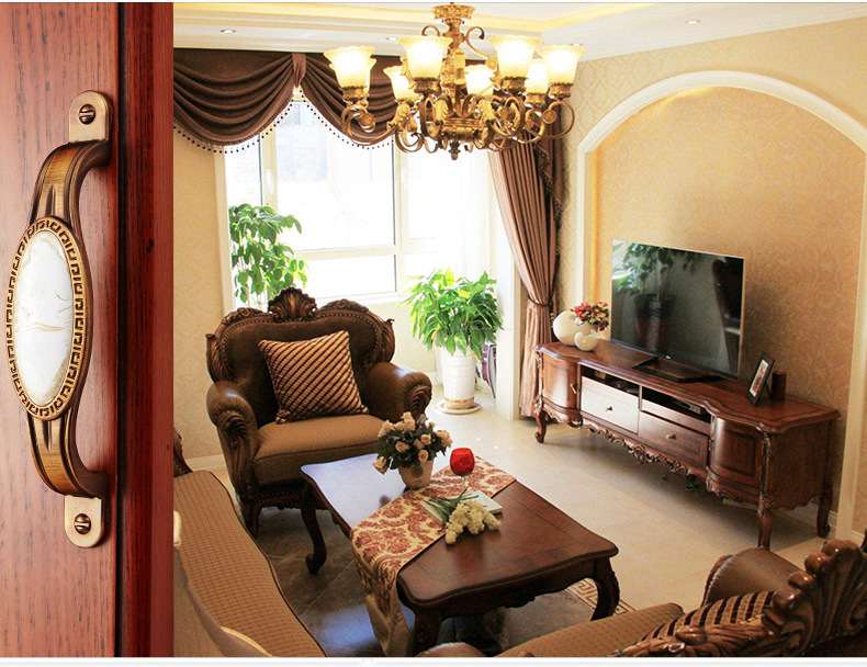 欧卡丽抽屉门窗橱柜锌合金复古拉手咖啡猫眼拉手黑棕玉石拉手详情23