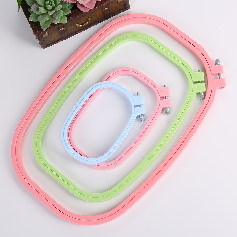Embroidery machine accessories: Middle adjustable flower stand, round embroidery frame, embroidery stretch, candy-colored ABS plastic square embroidery ring pic 41