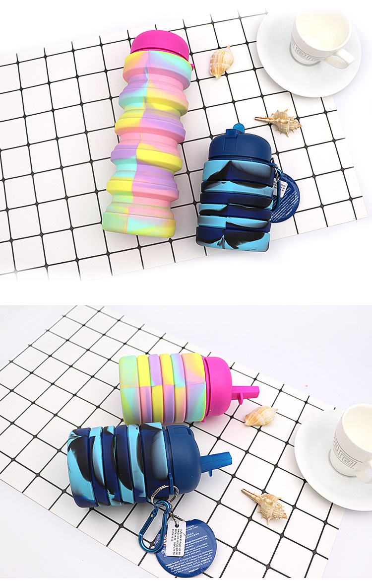 smiggle silicone folding water cup Sports camouflage water bottle, Mingchen Creative telescopic portable outdoor sports water bottle pic 15