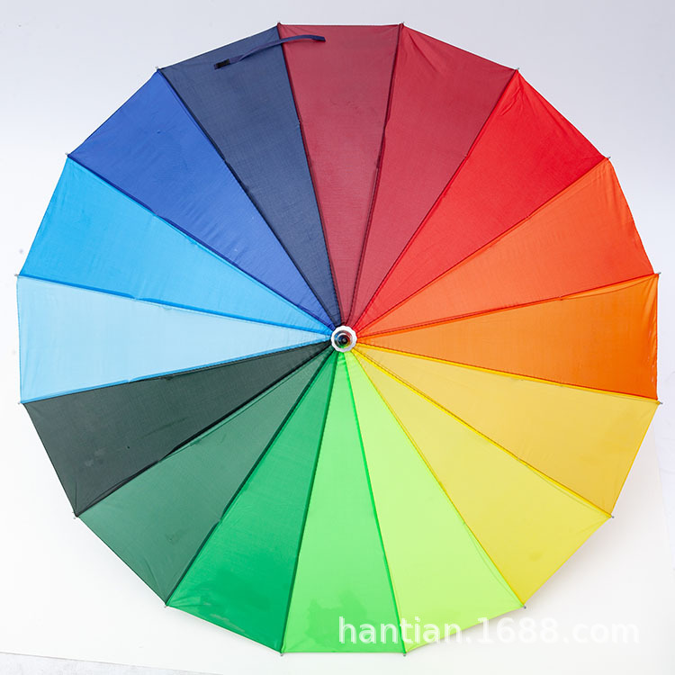 Factory wholesale straight 16-bone rainbow umbrellas, long-handled automatic umbrellas, creative gifts, advertising umbrellas, logo printing pic 18