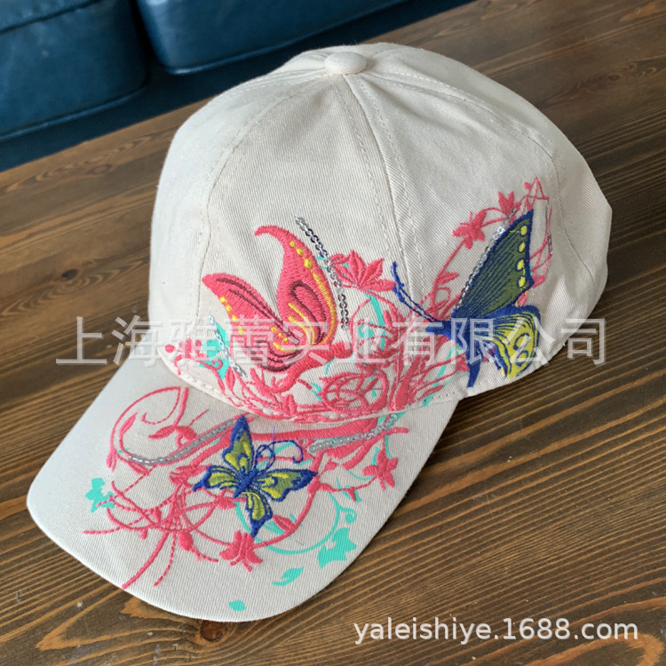 国潮帽子工厂供应全绣花棒球帽花朵休闲百搭亮片帽子防晒遮阳鸭舌帽详情6