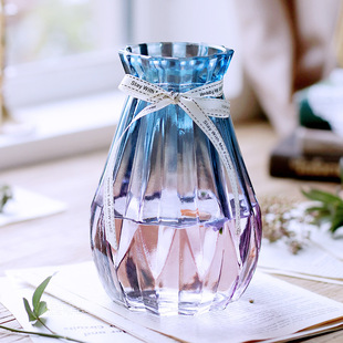 Creative European-style glass vases, transparent hydroponic bottles, flower arrangement vases, living room ornaments, fresh and colorful origami vases pic 14