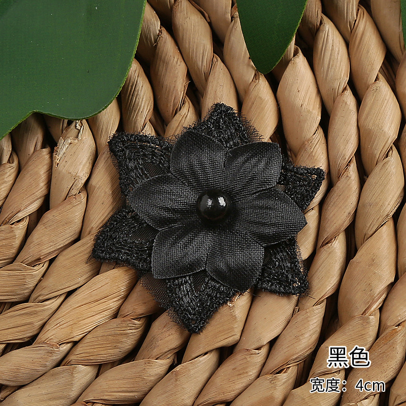 Six-color double-layer beaded lace flower DIY clothing accessories, wedding dress lace polyester headwear, organza flower pic 10