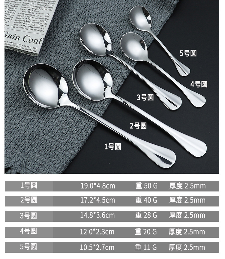 不锈钢状元牛排刀叉西餐具酒店沙拉公用勺冰勺甜品雪糕咖啡勺圆匙详情5