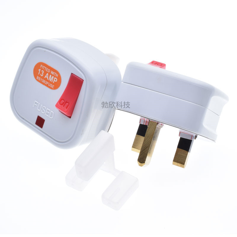 British standard square pin plug, Hong Kong delta connection plug with switch/sheath/fuse indicator light BS1363 pic 9