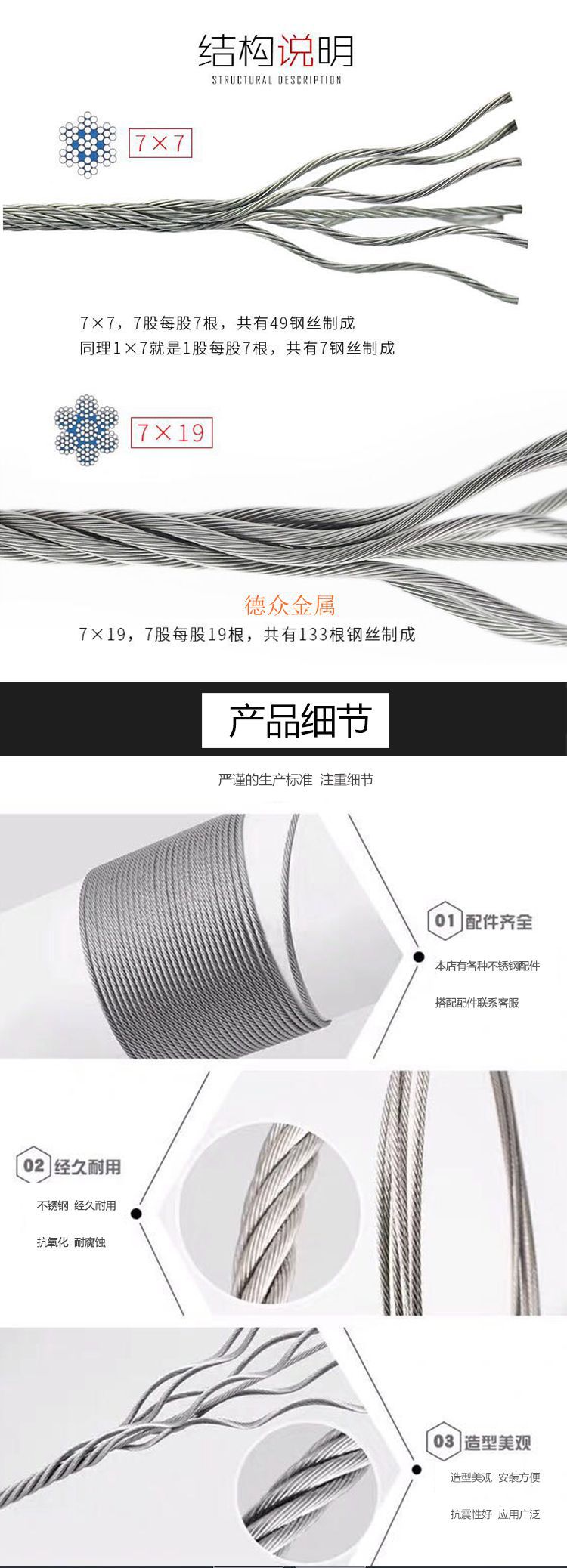 304彩色包塑钢丝绳不锈钢丝绳晾衣绳钓鱼线首饰线渔具钢丝线厂家详情17