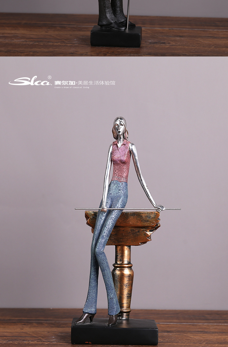 Cross-border delivery of American pool hall character ornaments, club wine cabinets, study rooms, home soft furnishings, resin handicrafts pic 13