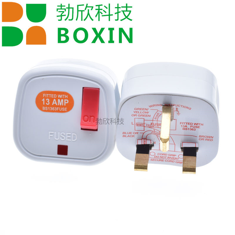 British standard square pin plug, Hong Kong delta connection plug with switch/sheath/fuse indicator light BS1363 pic 5