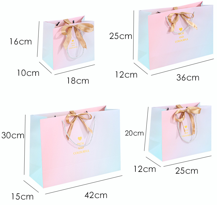 New InS-style packaging bags, gradient gift bags, clothing store handbags, paper bags with logo printing, gift bags pic 10