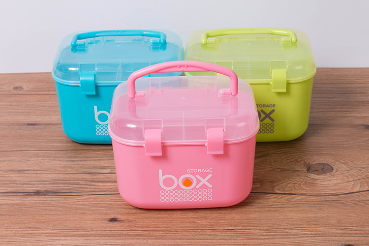 手提小号收纳箱化妆品首饰唇膏口红杂物分格整理收纳盒详情4