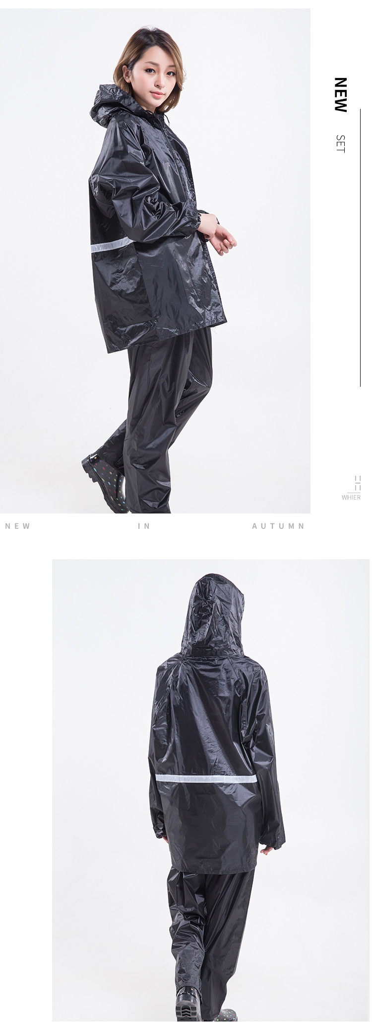 The Li Wang brand adult raincoat thickened luminous set motorcycle raincoat polyester PVC reflective strip is in stock pic 8