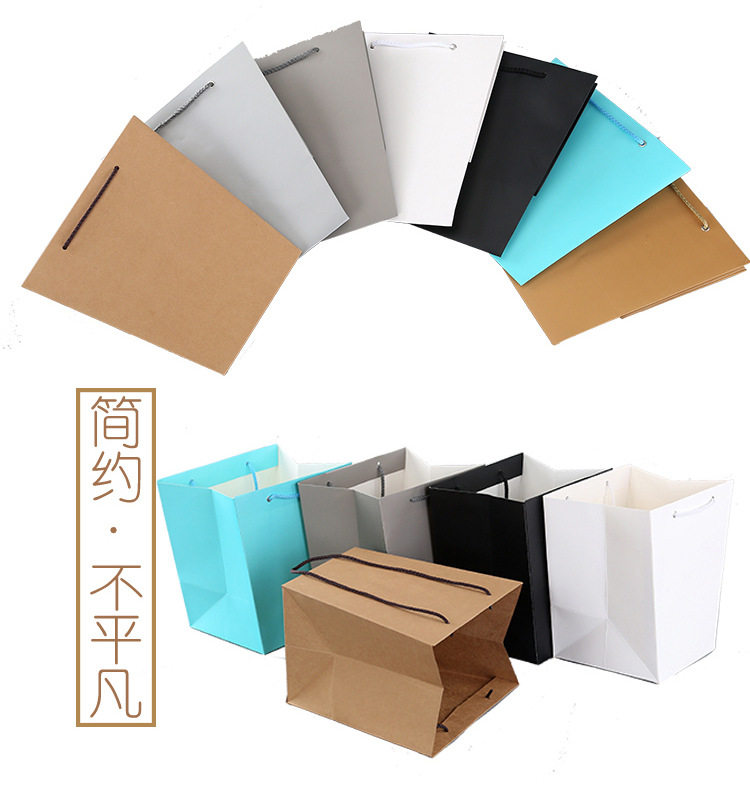 Flower shop kraft paper bags, baked square wide-bottom bags, advertising shopping gift handbags, direct supply from the manufacturer pic 13