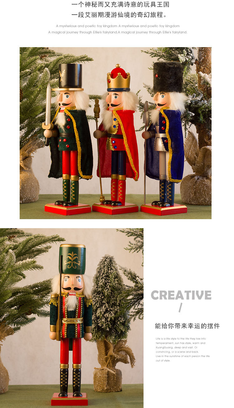 New mixed batch 38CM European-style cape Christmas hotel decoration item, holiday gift Nutcracker puppet figure pic 8