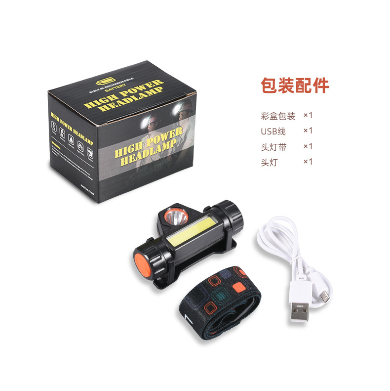Cross-border 3030+COB multi-functional strong headlight with built-in 14500 lithium battery, outdoor USB direct charging work light pic 13