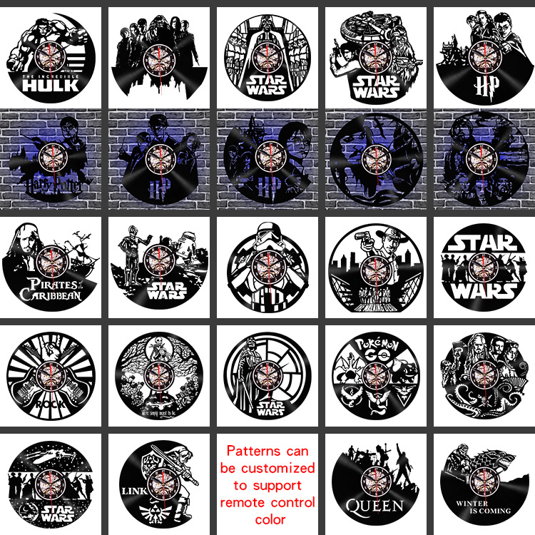 亚马逊热卖爆款产品 创意黑胶摩托车造型客厅装饰复古LED石英墙钟详情11