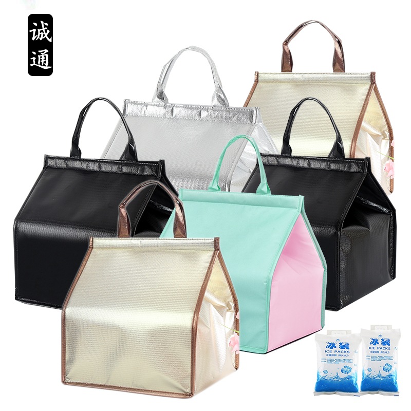 Waterproof coated hand-held 6-inch, 8-inch, 10-inch, 12-inch champagne gold birthday cake refrigerated and insulated bags in stock for wholesale pic 4