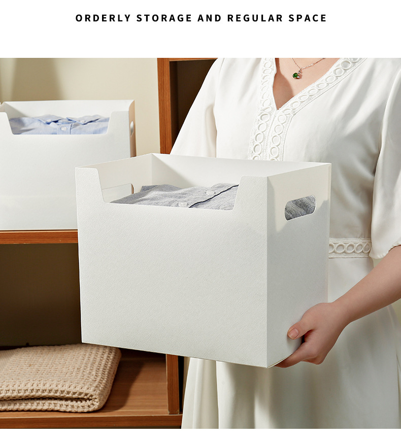 pp faux leather storage box, desktop book and stationery storage basket, storage rack, plastic storage basket, storage can be folded pic 25