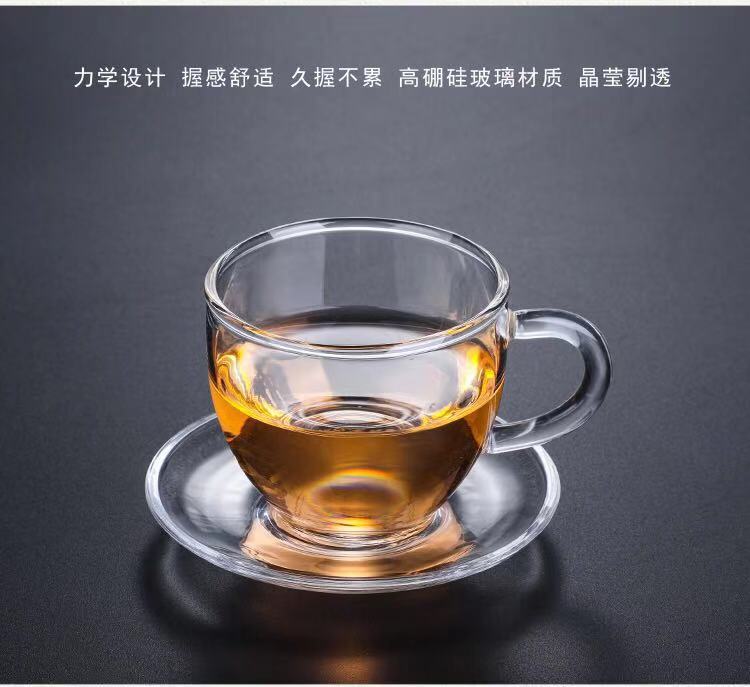 Factory wholesale of glass small tea cups, tea tasting cups, magnolia cups, heat-resistant Gongfu tea cups, thickened small tea cups with handles pic 15