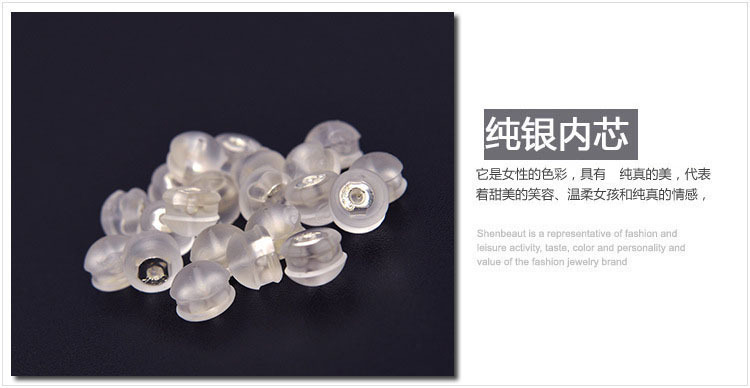 925 silver ear buckles, anti-slip ear studs, anti-drop, super tight back plug, DIY earrings, gold and silicone ear plugs, pure wholesale pic 1