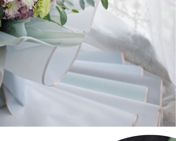 罗兰新款金色边框果冻膜鲜花包装纸材料防水高档包花纸花束花艺店详情14