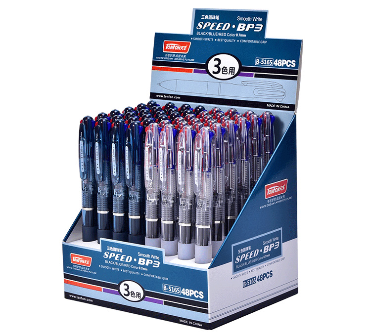 Tianfeng Three-color Ballpoint Pen 5165 Transparent multi-color Ballpoint Pen 0.7mm Ballpoint Pen wholesale 48 pieces per box pic 13